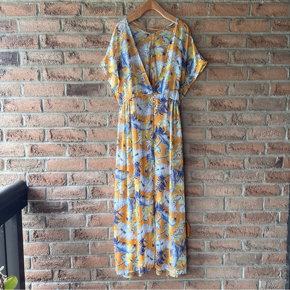 Source Unknown Sweaters - KIMONO | Orange, yellow & blue kimono duster open cardigan